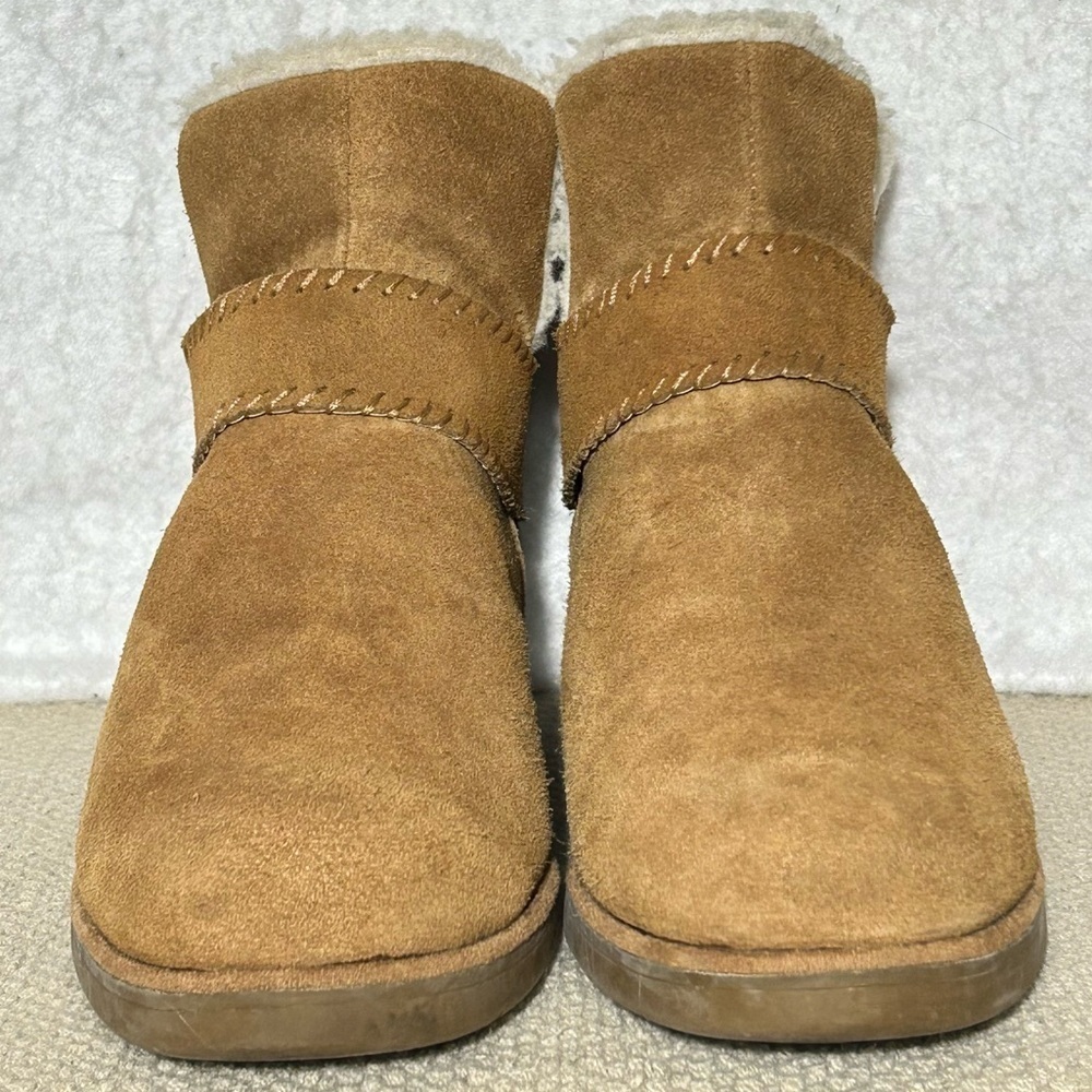Skechers Womens Brown Suede/Fleece Lined Pull On Ankle Booties Boots SZ US 10 - Picture 3 of 11